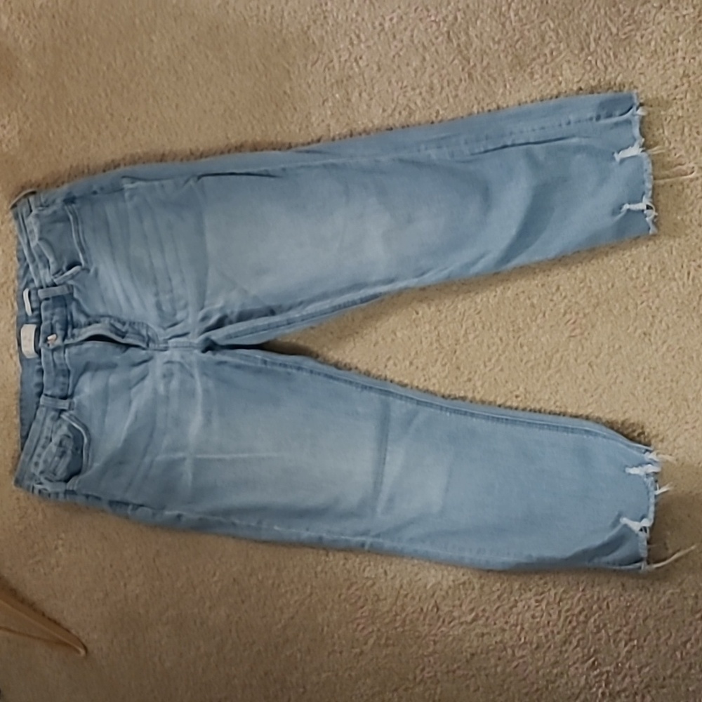 Jen7 by 7 for All Mankind Ankle Straight Jeans with Destroyed Hem